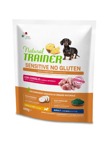 trainer natural sensitive plus dog 800gr small&toy ad coniglio