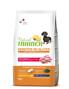 trainer natural sensitive plus dog 2kg small&toy ad coniglio riso olio