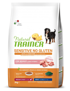 trainer natural sensitive dog 3kg med/maxi ad maiale e cereali