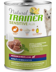 trainer natural sensitive plus dog 400gr med/maxi ad coniglio