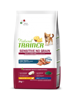trainer natural sensitive no grain dog 2kg small&toy ad con trota e patate