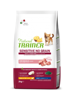 trainer natural sensitive no grain dog 2kg small&toy ad con maiale e patate