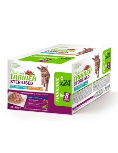 trainer natural cat adult sterilised multipack 24x85gr merluzzo e tacchino 18+6 gratis