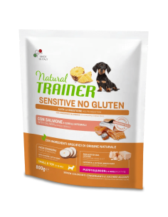 trainer natural sensitive dog 800gr small&toy puppy&junior salmone cereali