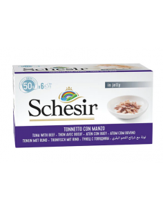 schesir cat 6x50gr multipack lattina tonnetto con filetti di manzo natural soft jelly 01064126