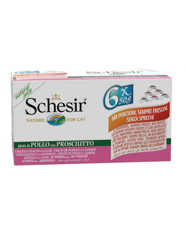 schesir cat 6x50gr multipack lattina pollo e prosciutto natural soft jelly 01064129