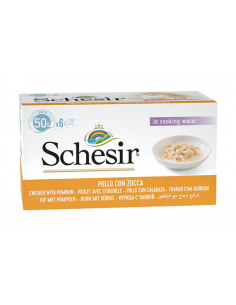 schesir cat 6x50gr multipack lattina filetti di pollo con zucca al naturale natural soft jelly 01064144