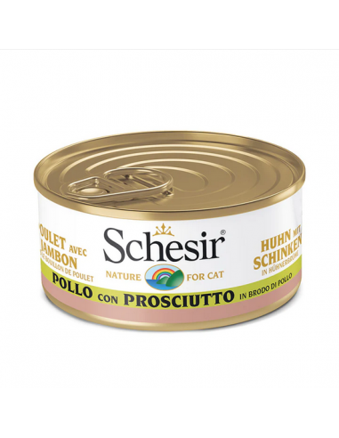 schesir cat 70gr lattina pollo con prosciutto in brodo di pollo 01074546