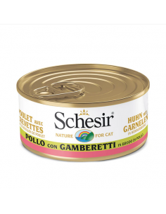 schesir cat 70gr lattina pollo con gamberetti in brodo di pollo 01074545