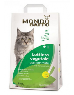 lettiera mondo baffo 6lt (2,7kg) agglomerante vegetale con fibre di grano e mais zml.40540