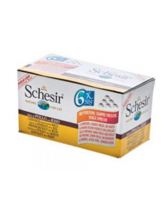 schesir cat 6x50gr multipack lattina filetti di pollo con riso natural soft jelly 01064132