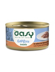 OASY WET CAT 85GR LATTINA CAPRICE DADINI IN SALSA CON SALMONE E POLLO