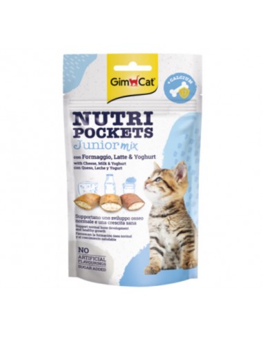 gimborn gimcat snack cat nutripockets junior mix 60gr con formaggio, latte e youghurt 02.418261
