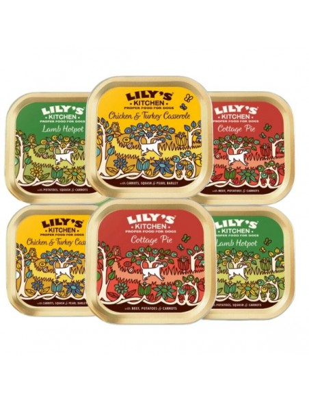 LILY'S KITCHEN DOG 6X150GR VASCHETTA 6 CLASSIC DINNERS ADULT POLLO TACCHINO CASSEROLE/ COTTAGE PIE/ LAMB HOTPOT 12566767