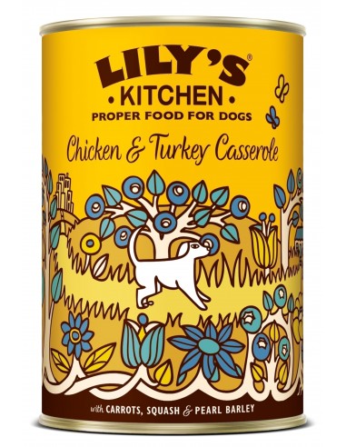 LILY'S KITCHEN DOG 400GR LATTINA CASSEROLE ADULT POLLO TACCHINO CAROTE ZUCCA ORZO 12565828