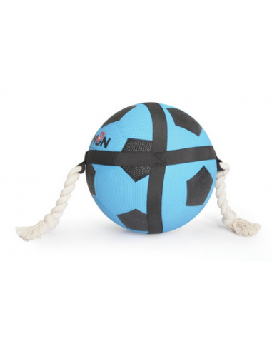 CAM AD0542 GIOCO CANE PALLA CALCIO BLU GOMMA MANIGLIA CORDA 22CM