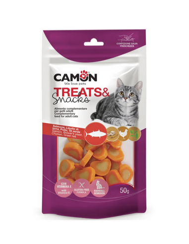 CAM AF203 SNACK DOG MORBIDI CUORICINI SALMONE E POLLO 50GR