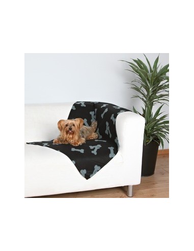 tx37192 dog coperta beany nera c/ossi in pile 100x70cm