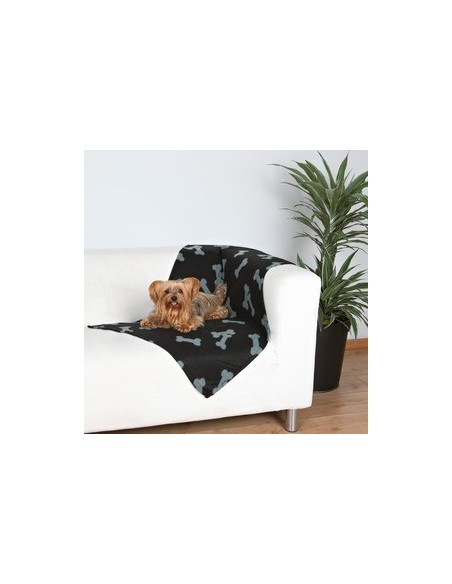 tx37192 dog coperta beany nera c/ossi in pile 100x70cm