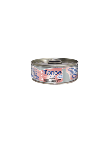 monge cat 80gr jelly pezzetti di tonno con gamberi