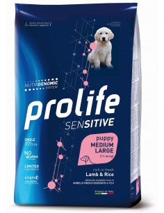 prolife dog sensitive puppy medium large 10kg lamb&rice zpd.35164