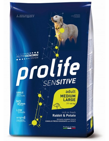 prolife dog sensitive adult medium/large 10kg rabbit & potato zpd.35218