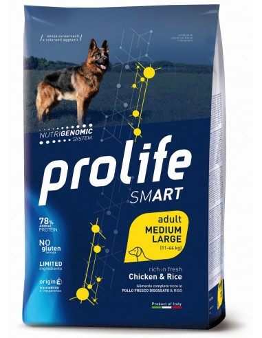 prolife dog smart adult medium large 12kg chicken&rice