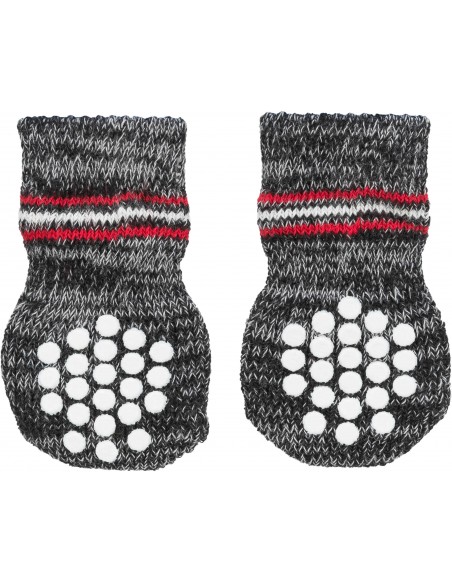 tx19501 dog calze per cani antiscivolo xs-s 2 pezzi grigio