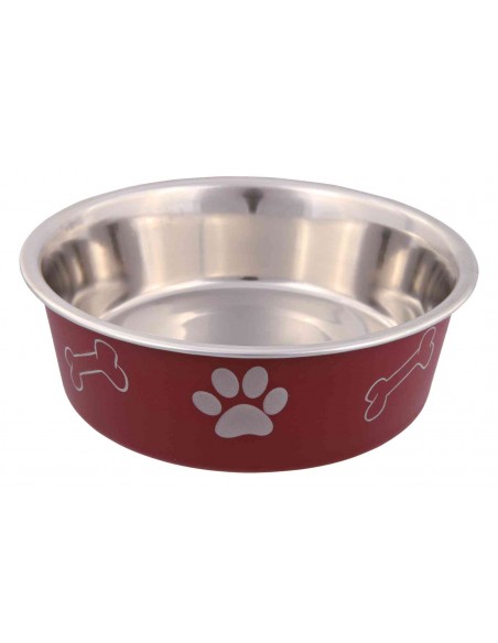 tx25242 dog ciotola in acciaio c/zampe c/antiscivolo 14cm 0,4l