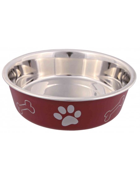 tx25243 dog ciotola in acciaio c/zampe c/antiscivolo 17cm 0,75l
